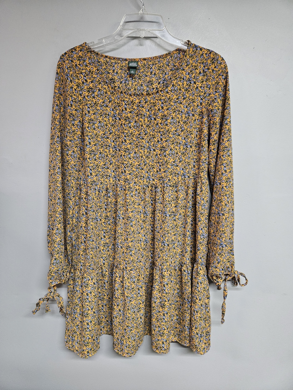 wild fable Yellow Floral Long-Sleeve Babydoll Dress Women's X-small